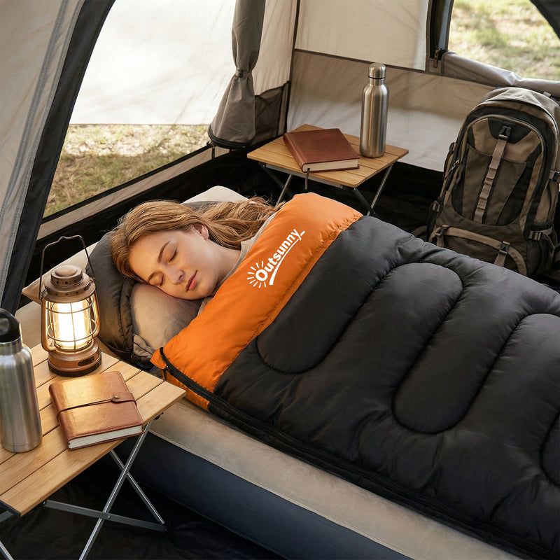 Camping Sleeping Bag for Adults Lightweight and Roomy with Blanket Zip Grey Orange