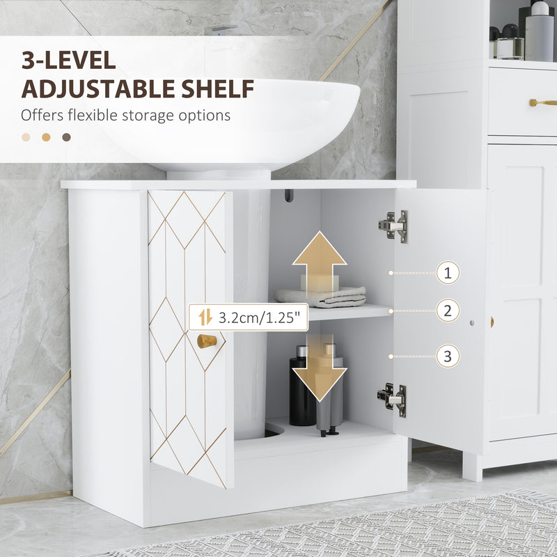 White Under Sink Bathroom Cabinet With Adjustable Shelf and Open Storage by HOMCOM
