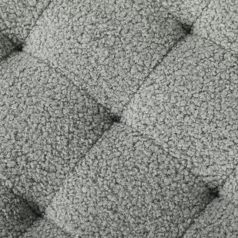 Teddy Fleece Storage Round Ottoman with Lid Grey 31.8L by HOMCOM