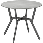 Round Dining Table for Kitchen or Dining Room with Sturdy Black Legs Grey