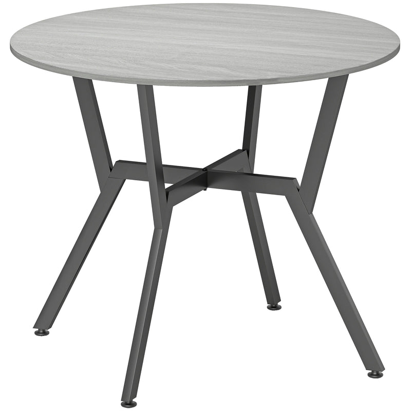 Round Dining Table for Kitchen or Dining Room with Sturdy Black Legs Grey