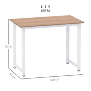 White Computer Desk 100cm Home Office Writing Table with Metal Frame by HOMCOM