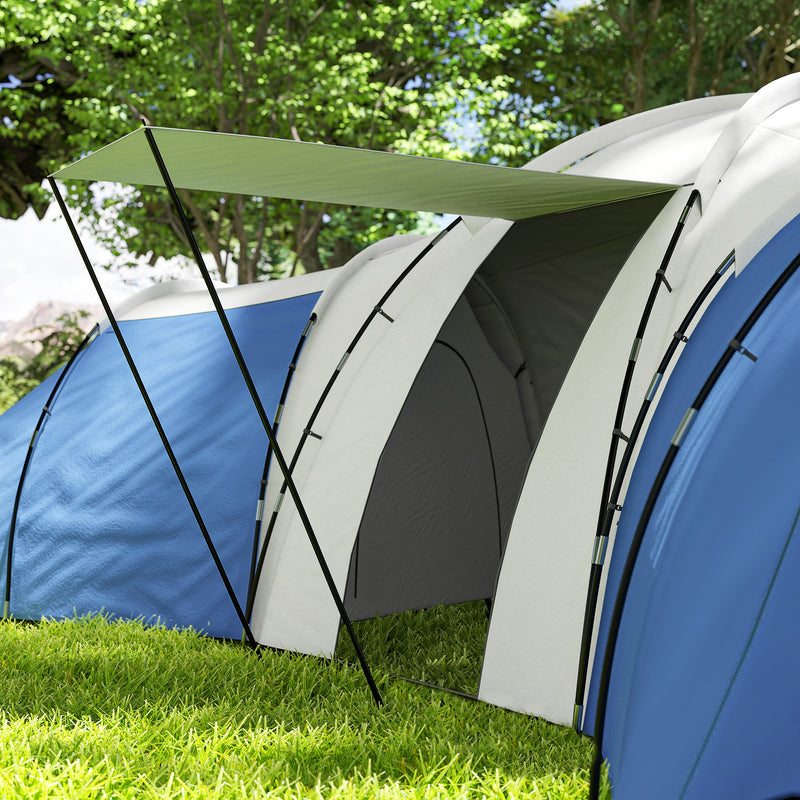 Family Camping Tent with Three Bedrooms and Living Area for Organised Group Trips Blue