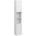 Tall Slim White High Gloss Bathroom Cabinet with Multi Storage by Kleankin