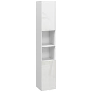 Tall Slim White High Gloss Bathroom Cabinet with Multi Storage by Kleankin