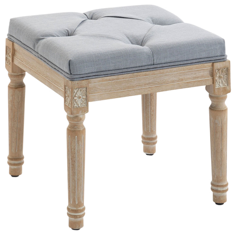 Cushioned Bench with Vintage Style for Extra Seating or Footrest Light Grey Cream AOSOM