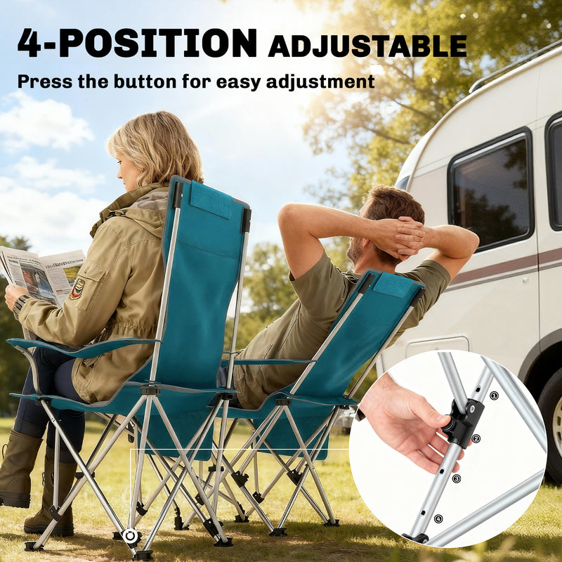Folding Camping Chair with Detachable Footrest for Comfortable Outdoor Relaxation Blue