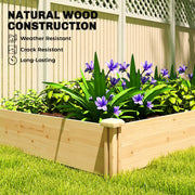 Raised Wooden Garden Planter Box With Divider For Vegetables Herbs And Flowers Natural AOSOM