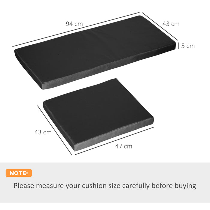 Black Garden Seat Cushion Pads Set of 3 for Rattan Furniture by Outsunny
