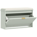 Green Shoe Storage Bench with Padded Seat and Eight Compartments by HOMCOM