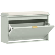 Green Shoe Storage Bench with Padded Seat and Eight Compartments by HOMCOM