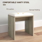 Natural Wood Dressing Table with Storage and Matching Stool Set