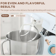 White 1400W Stand Mixer 5L with 6 Speeds Dough Hook Whisk and Splash Guard by HOMCOM