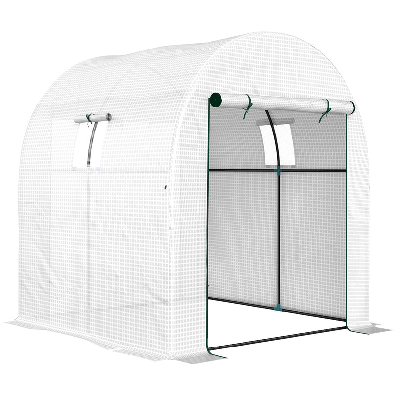 White 180 x 180cm Walk-In Polytunnel Greenhouse for Plants and Vegetables by Outsunny