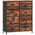 Chest of 8 Fabric Drawers with Wood Top for Bedroom or Hallway Storage Rustic Brown