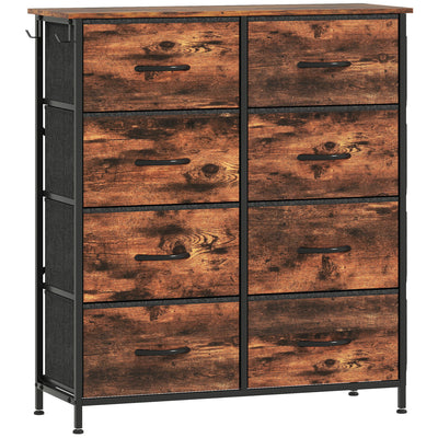 Chest of 8 Fabric Drawers with Wood Top for Bedroom or Hallway Storage Rustic Brown