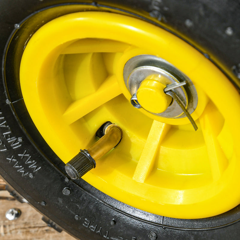 Heavy Duty Garden Trolley Cart with Metal Frame and Pneumatic Wheels Yellow by Outsunny