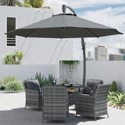 Premium Grey 3m Cantilever Parasol with Crank Handle and 360° Rotation for Garden Patio by Outsunny