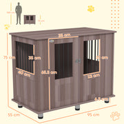 Dog Crate Table for Medium and Large Dogs with Magnetic Door Indoor Use 95x55x75cm Purple by PawHut