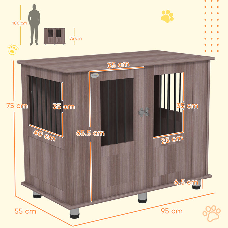 Dog Crate Table for Medium and Large Dogs with Magnetic Door Indoor Use 95x55x75cm Purple by PawHut