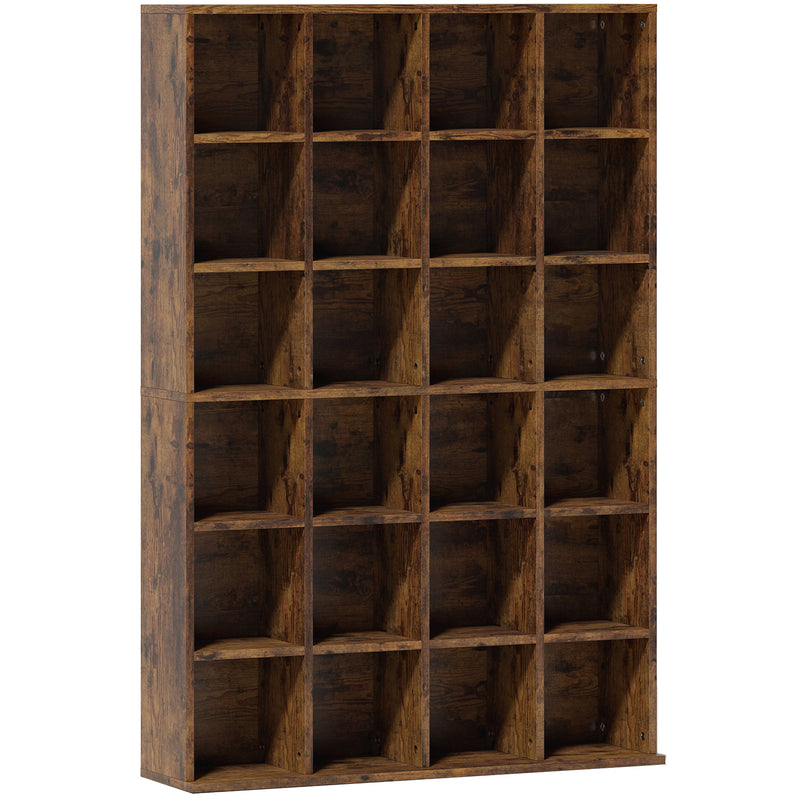 Adjustable CD Storage Cabinet With Multiple Shelves Ideal For Home Office Rustic Brown AOSOM