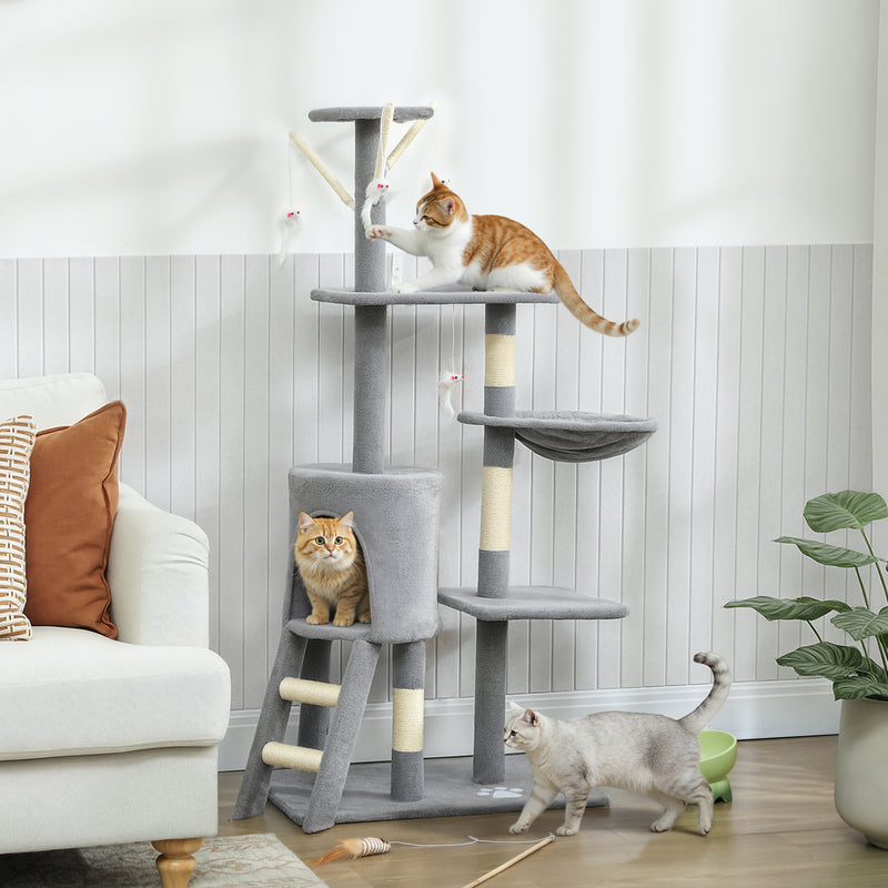 Multi Level Cat Tree With Scratching Posts And Condo For Indoor Kittens Grey AOSOM