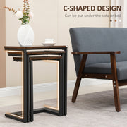 Set of 3 Industrial Nesting C Shaped Side Tables with Steel Frame by HOMCOM
