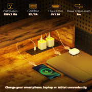 120cm Gaming Desk with LED Lights and Power Outlets Rustic Brown by HOMCOM