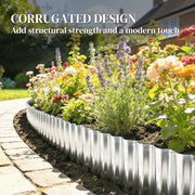 Metal Lawn Edging for Neat Garden Borders Flexible Rustproof Steel Silver Tone AOSOM