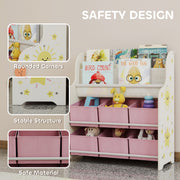 Kids Storage Shelf With Book Rack and Removable Drawers for Easy Organisation Pink AOSOM