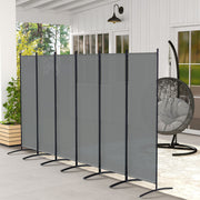 6 Panel Folding Garden Privacy Screen Freestanding Room Divider for Outdoor Use Dark Grey AOSOM