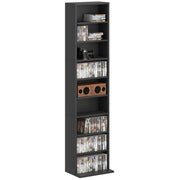 Black Narrow CD Storage Tower Cabinet for Small Spaces 260 Disc Capacity