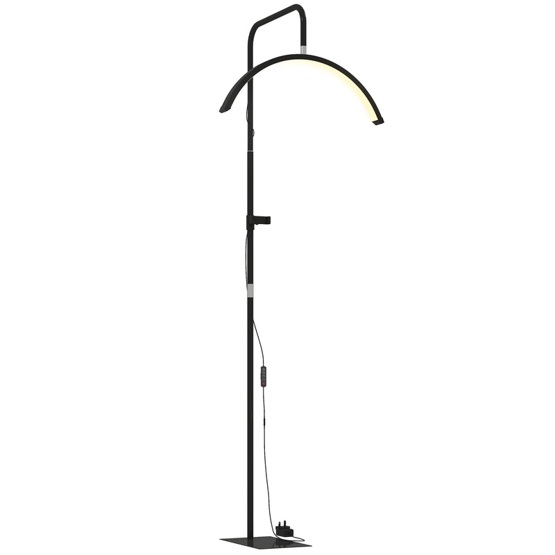 Dimmable Half Moon Floor Lamp With Phone Holder For Beauty Treatments Black AOSOM