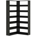 Tall Corner Bookcase with 7 Shelves for Space Saving Storage Black Wood Effect