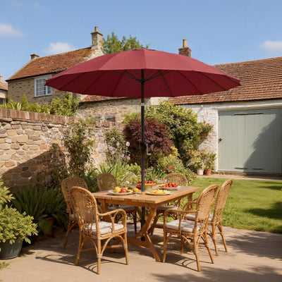 Garden Parasol Umbrella with Adjustable Tilt for Sun Protection and Shade Wine Red Outsunny