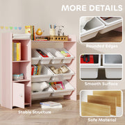 Kids Toy Storage Unit with 8 Removable Bins and Shelves Ideal for Bedroom or Playroom Pink