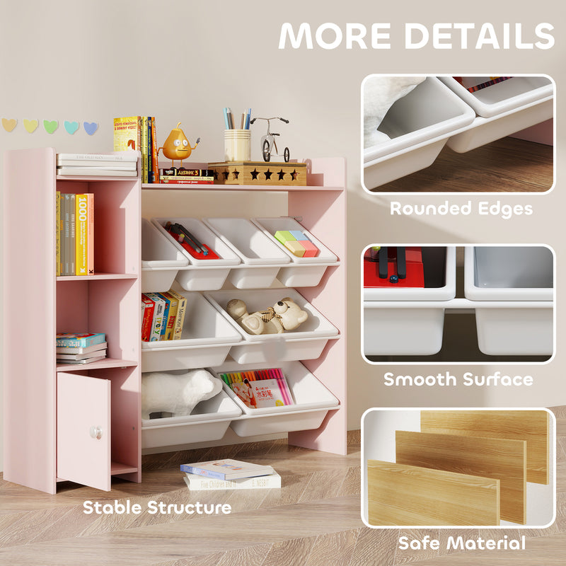 Kids Toy Storage Unit with 8 Removable Bins and Shelves Ideal for Bedroom or Playroom Pink