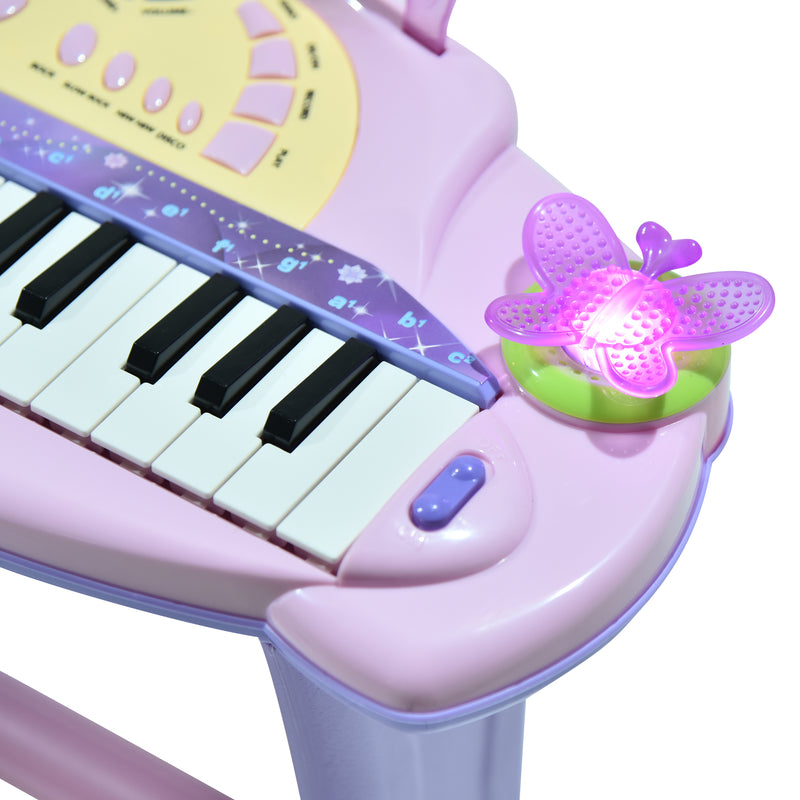 32 Key Kids Electronic Keyboard Piano With Microphone And Stool For Musical Play