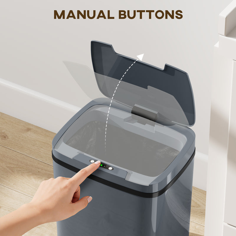 15L Automatic Sensor Bin Touch Free Waste Solution For Kitchen Or Bathroom Grey AOSOM