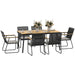 6 Seater Patio Dining Set with Cushions and Rattan Backrest in Wood Finish by Outsunny