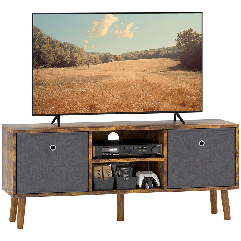 Rustic Brown TV Cabinet Stand for TVs up to 50 Inches with Foldable Drawers by HOMCOM