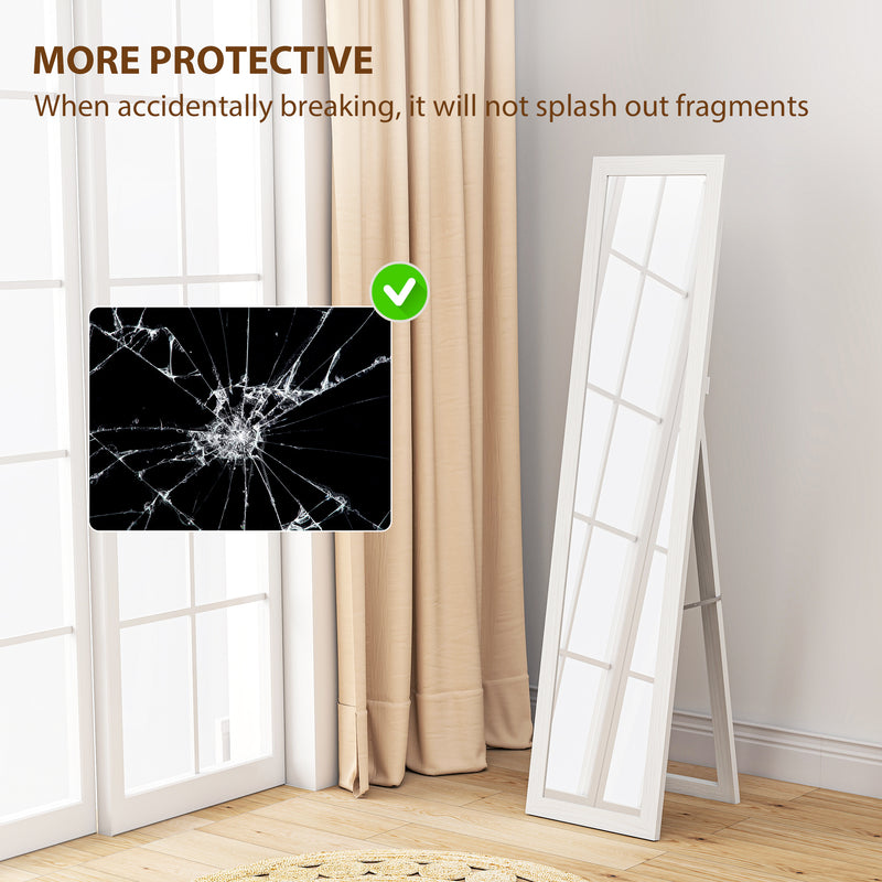 Full Length Wall Mirror 37 x 157 cm With Slim Frame For Bedroom Or Hallway White AOSOM