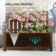 53L Wooden Garden Planter Box with Trellis for Climbing Plants Dark Brown by Outsunny