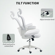 White Ergonomic Mesh Office Chair With Lumbar Support Headrest And Adjustable Design