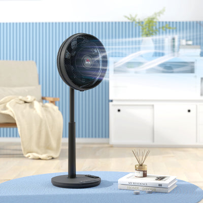 Adjustable Black Pedestal Fan with Oscillating Head and Tilt Function