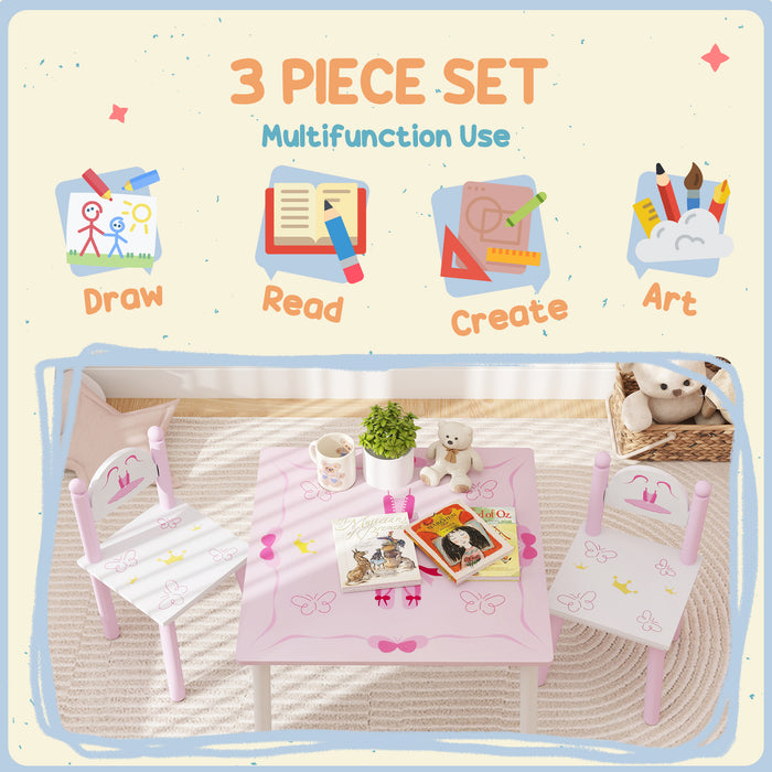 Princess Kids Table and Chairs Set for Drawing Art and Playroom Activities by AIYAPLAY