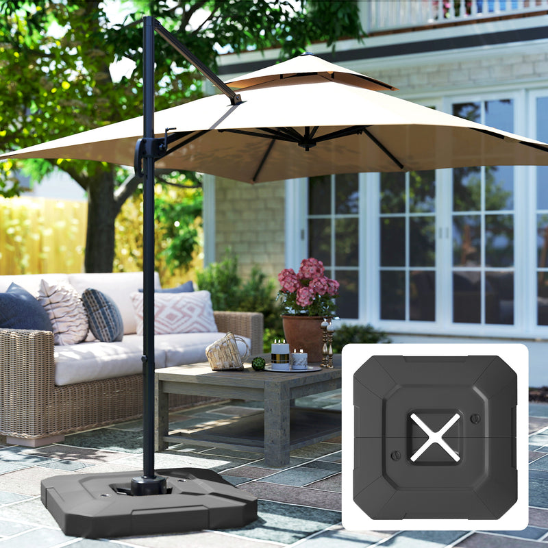 Cantilever Umbrella Base Weights for Stable Garden Shade Easy Fill and Store Black AOSOM