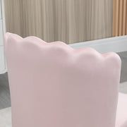 Pink Velvet Shell Accent Chair With Scalloped Backrest For Bedroom Or Living Room