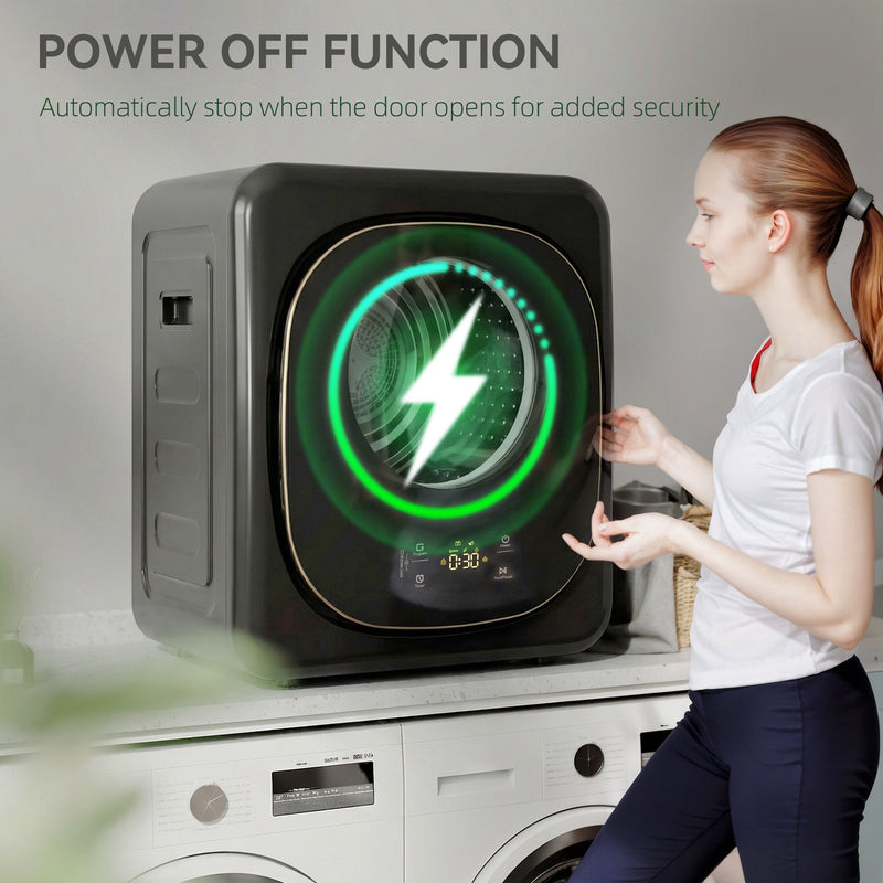 Tumble Dryer for Small Spaces 4kg Compact Laundry Dryer with Hygienic Cycle Black Gold Tone AOSOM