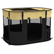 Foldable Portable Dog Playpen with Storage Bag and Ground Stakes for Travel Use Yellow